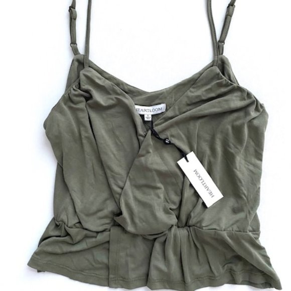 Heartloom Crossover Crop Tank Army Green - Picture 1 of 1